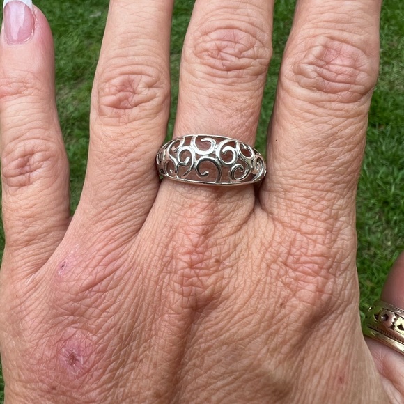 Sterling Silver Open Scroll & Swirl Ring - Picture 6 of 17